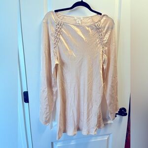 Sundance XL Long-Sleeve Peach 100% Silk Top